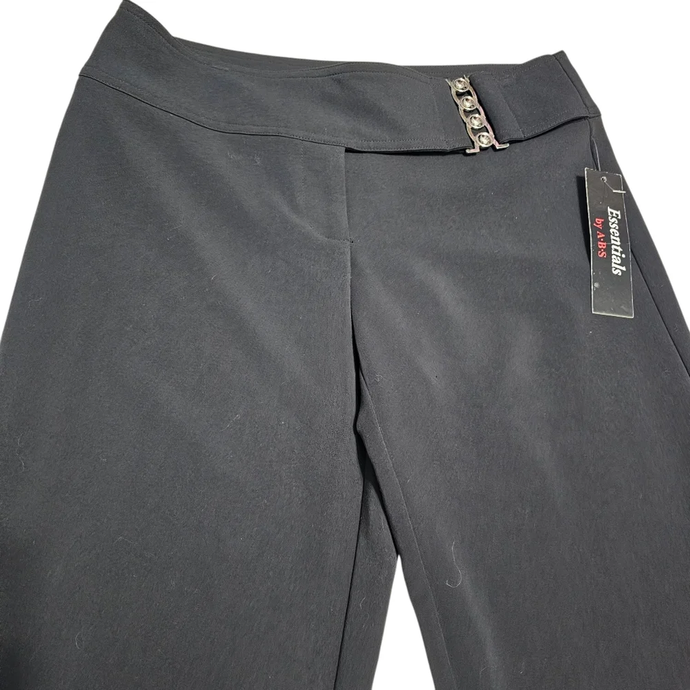 Essentials By A.B.S Women's Black Flare Dress Pants Minimalist Sz L